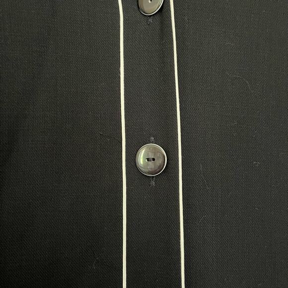 NWT Trixi Schober 100% wool black minimalist office shirt dress 3/4 sleeve sz 10 - Picture 2 of 15